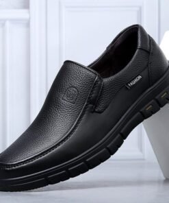 High Quality Grain Leather Casual Shoes Men Flat Platfom Walking Footwear Loafer