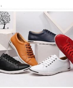 Luxury Premium Leather Simple Designer Breathable Classic Lace-up Sneakers Shoes