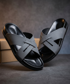 Men's Cross-Strap Ultimate Comfort Slip-Ons Leather Sandals