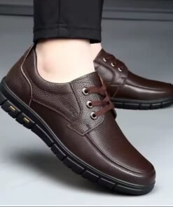 Grain Leather Men’s Casual Loafers with Laces