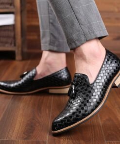 Sequin Mens Dress Shoes Comfort Business Slip-On Leather Oxford Shoes