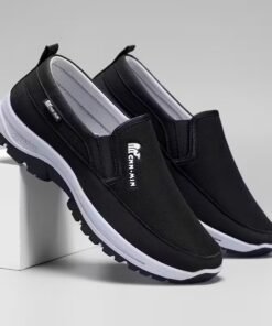 Men'S Low-Top Casual Fabric Road Running Shoes with Rubber Insoles and Shock Absorption