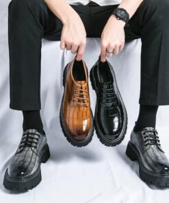 Men’s Oxford Street Style Leather Shoes with Tuxedo Punk Thick Sole