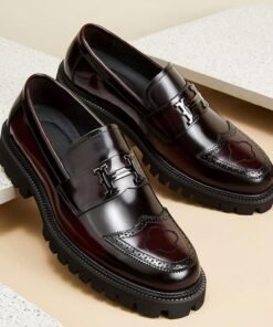 Men's Lug Sole Leather Brogue Moccasins